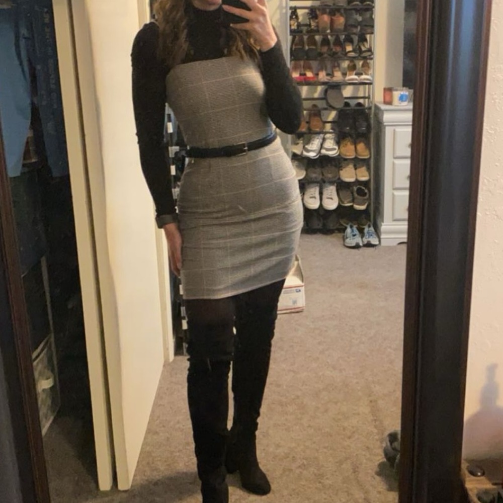 Houndstooth black and white dress